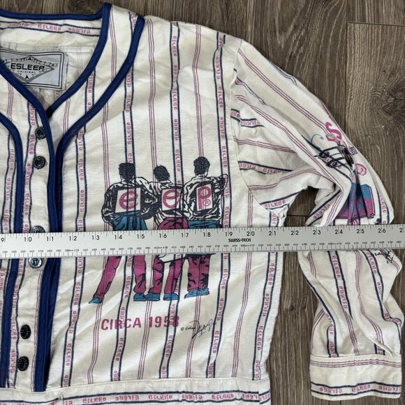 VTG 90s Esleep One Piece Jumpsuit Sleep wear Pajama Pit Crew Brooklyn Baseball - Picture 7 of 16